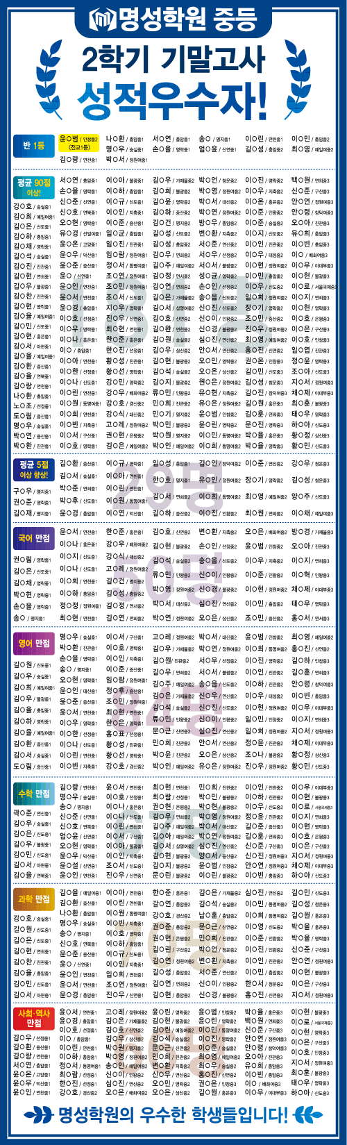 2학기 기말고사 성적우수자